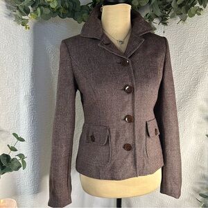 LOFT Brown Blazer with Button Details